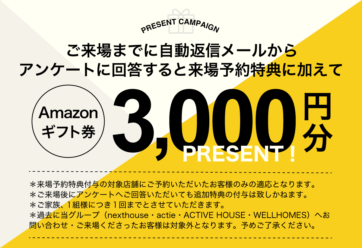 ご来場までに自動返信メールからアンケートに回答すると、さらにAmazonギフト券3,000円分プレゼント